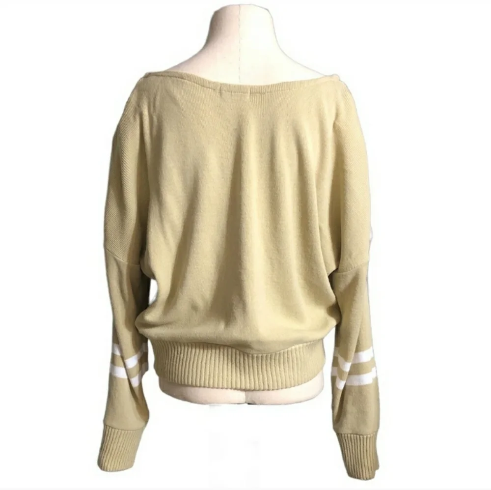 PRETTYLITTLETHING Oversized Boatneck Blousy Sweater Striped Sleeves Size…